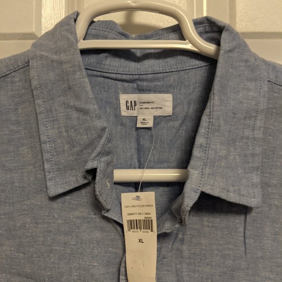 Gap Dress Button Down Standard Fit Men's XL Blue - Picture 3 of 8